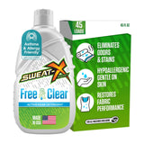 SWEAT X Free & Clear Laundry Detergent Liquid - Organic, Natural Non Toxic Laundry Detergent for Sensitive Skin - Gentle Washing Detergent