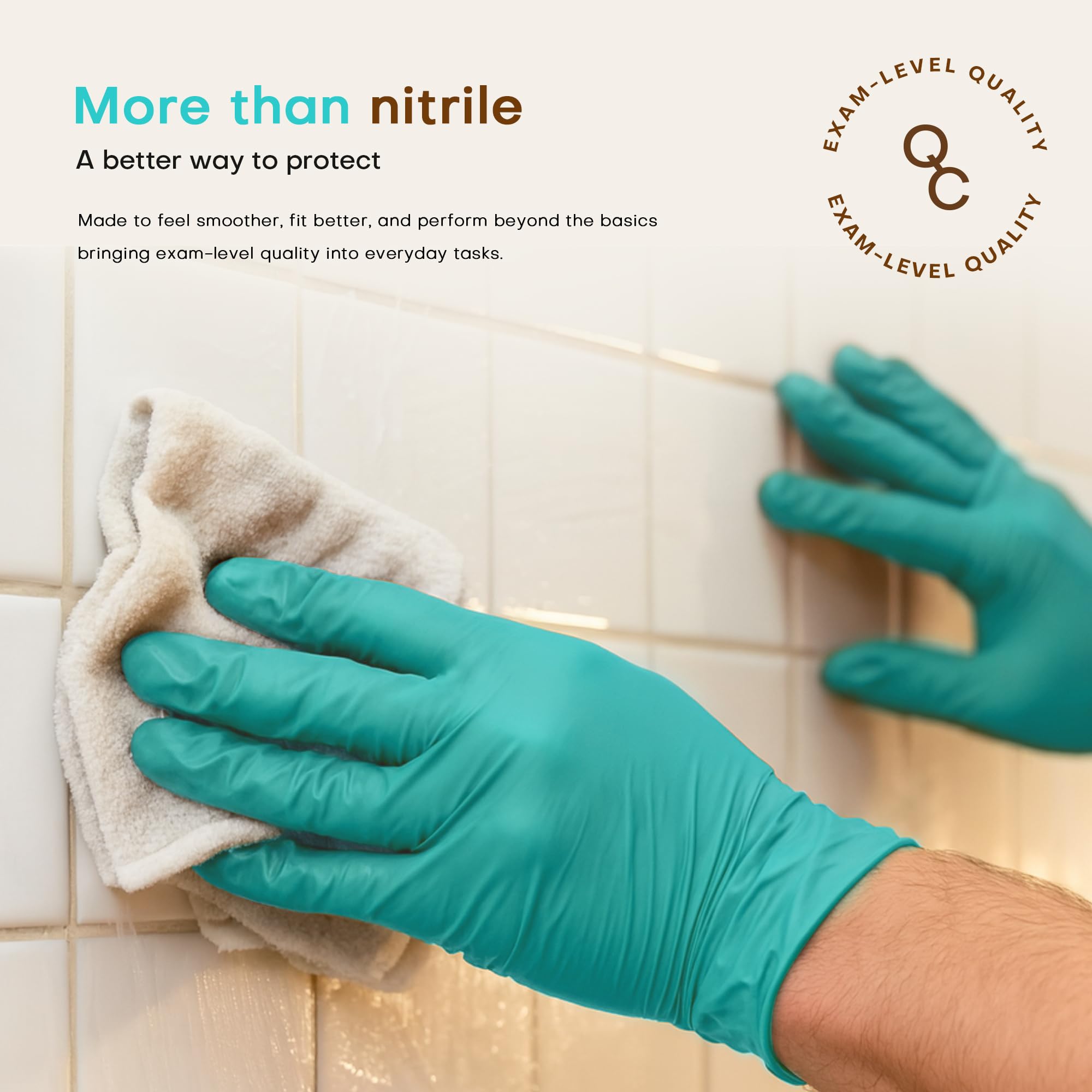 SUP Nitrile Exam Gloves, Powder-Free Latex-Free Food Safe Cooking Cleaning laboratory Disposable Medical Glove, Teal 1000 Ct (Large)