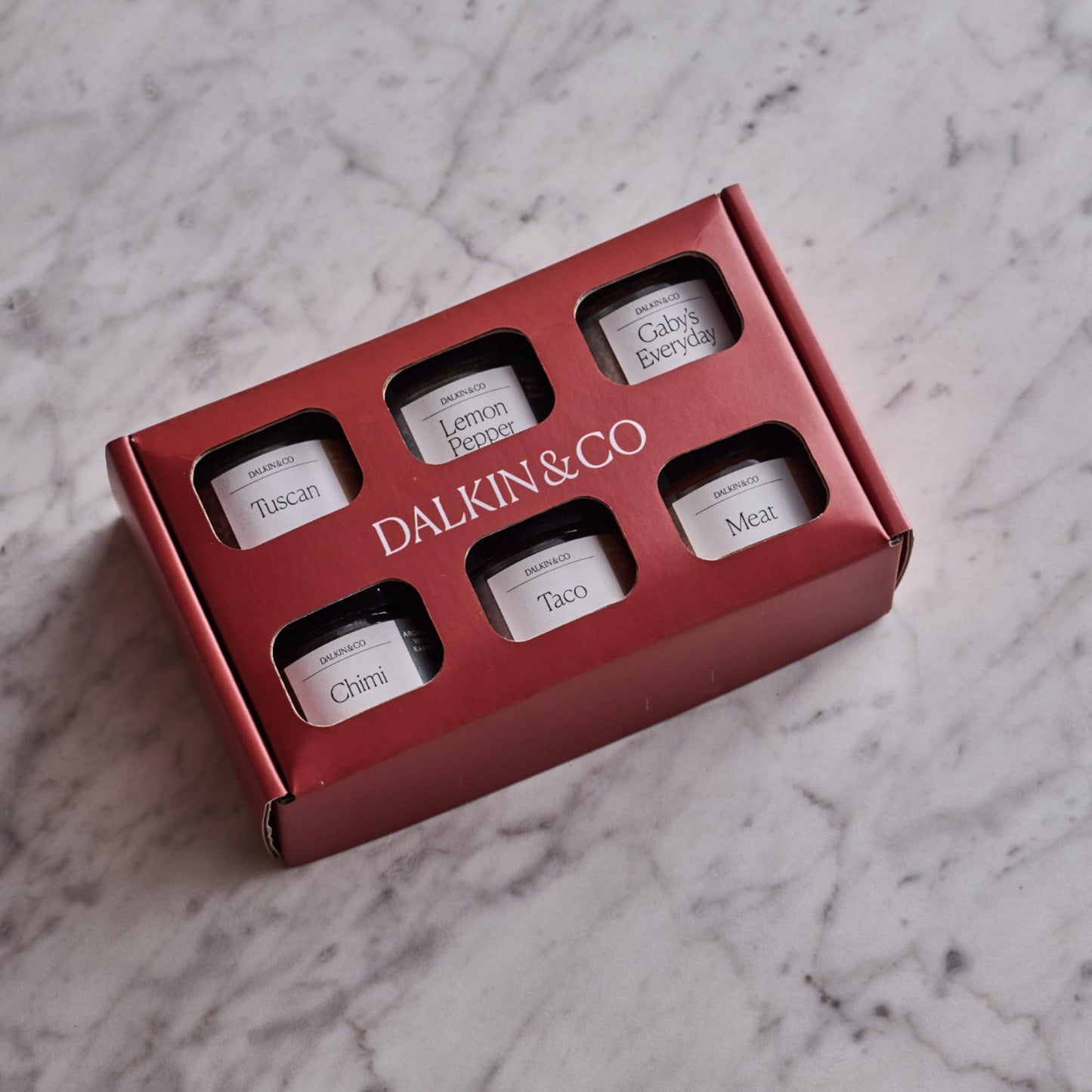 Dalkin & Co Mini Seasoning Discovery Set, 6 Signature Spice Blends for Cooking and Gifting With Tuscan, Chimi, Taco, Meat, Lemon Pepper & Gaby’s