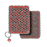 Knapp Made Combo Chainmail Cast Iron Scrubber with Silicone Core - Heavy Duty Rings and Fine Chainmail Rings -Premium Cast Iron Cleaner Chainmail