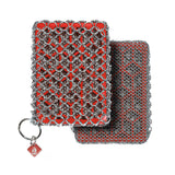 Knapp Made Combo Chainmail Cast Iron Scrubber with Silicone Core - Heavy Duty Rings and Fine Chainmail Rings -Premium Cast Iron Cleaner Chainmail