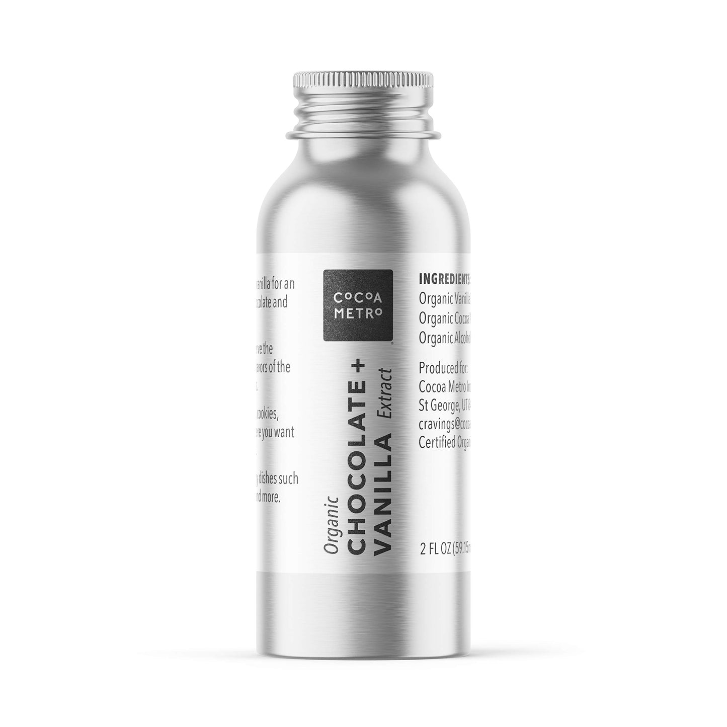 Cocoa Metro Organic Chocolate and Vanilla Extract, pro-level flavor for the home chef, cold extracted for max flavor, deep flavor notes for baked