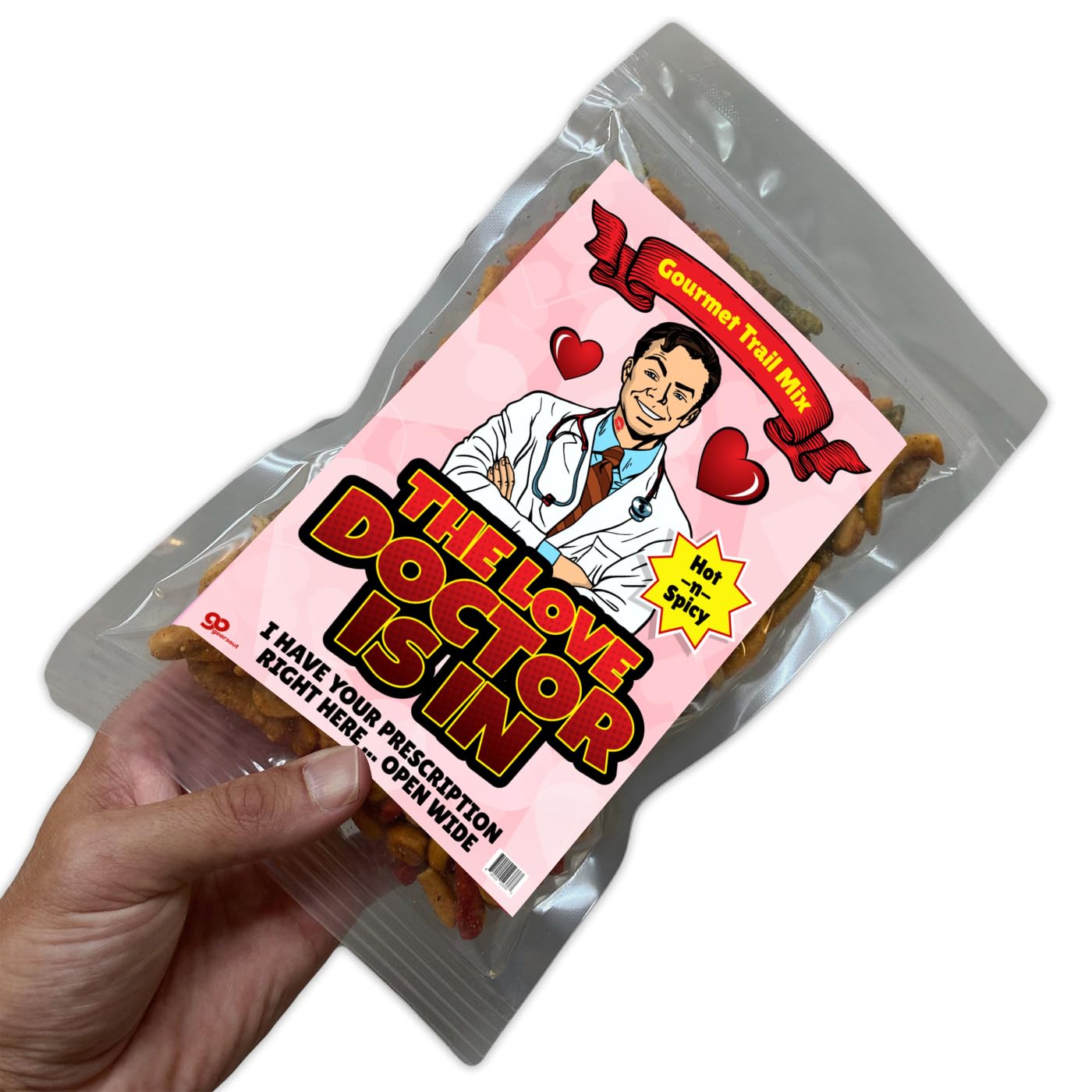 Valentines Day Love Doctor Trail Mix - Gourmet Spicy Snack Blend - Weird Food Gifts - Valentine Gifts for Couples - Funny Trail Mix for Date Night