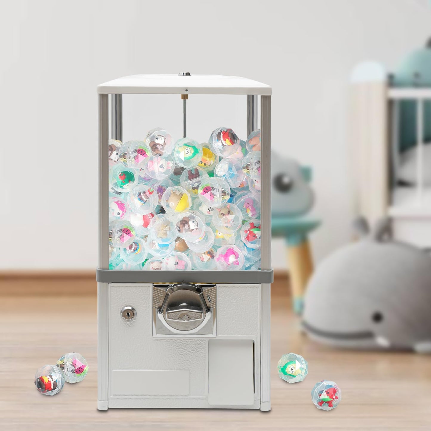 25-Cent Vending Machines, Coin Operated Large Capacity Gumball Machine, 22" Height Bubble Gum Machine, Commercial Mini Balls Dispenser Prize Machine