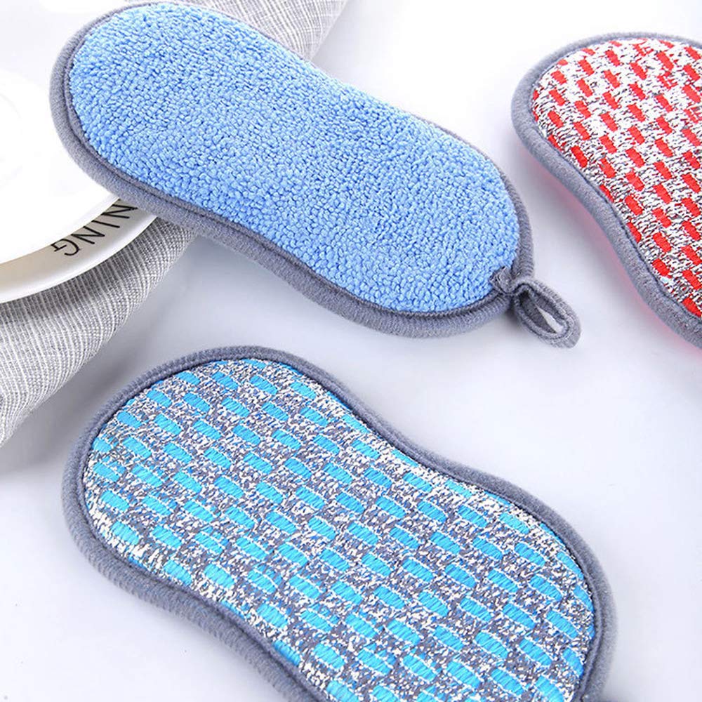 YANCAI 1 Pc/4 Pcs Multi-Purpose Scrub Sponges for Kitchen, Non-Scratch Microfiber Sponge Along with Heavy Duty Scouring Power(Red 4Pcs)