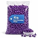 Dark Chocolate Drop Candy - 4 lb Bulk Bag - Individually Wrapped Purple Foil Dark Chocolate Drops - Bite Size Chocolate Candy for Parties & Candy