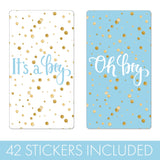 Blue and Gold It's a Boy Baby Shower Candy Bar Wrappers, Chocolate Bar Baby Shower Favors Stickers - 42 Count