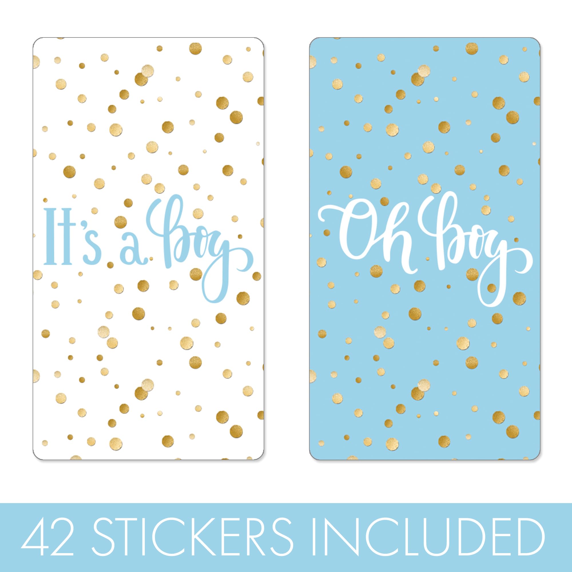 Blue and Gold It's a Boy Baby Shower Candy Bar Wrappers, Chocolate Bar Baby Shower Favors Stickers - 42 Count