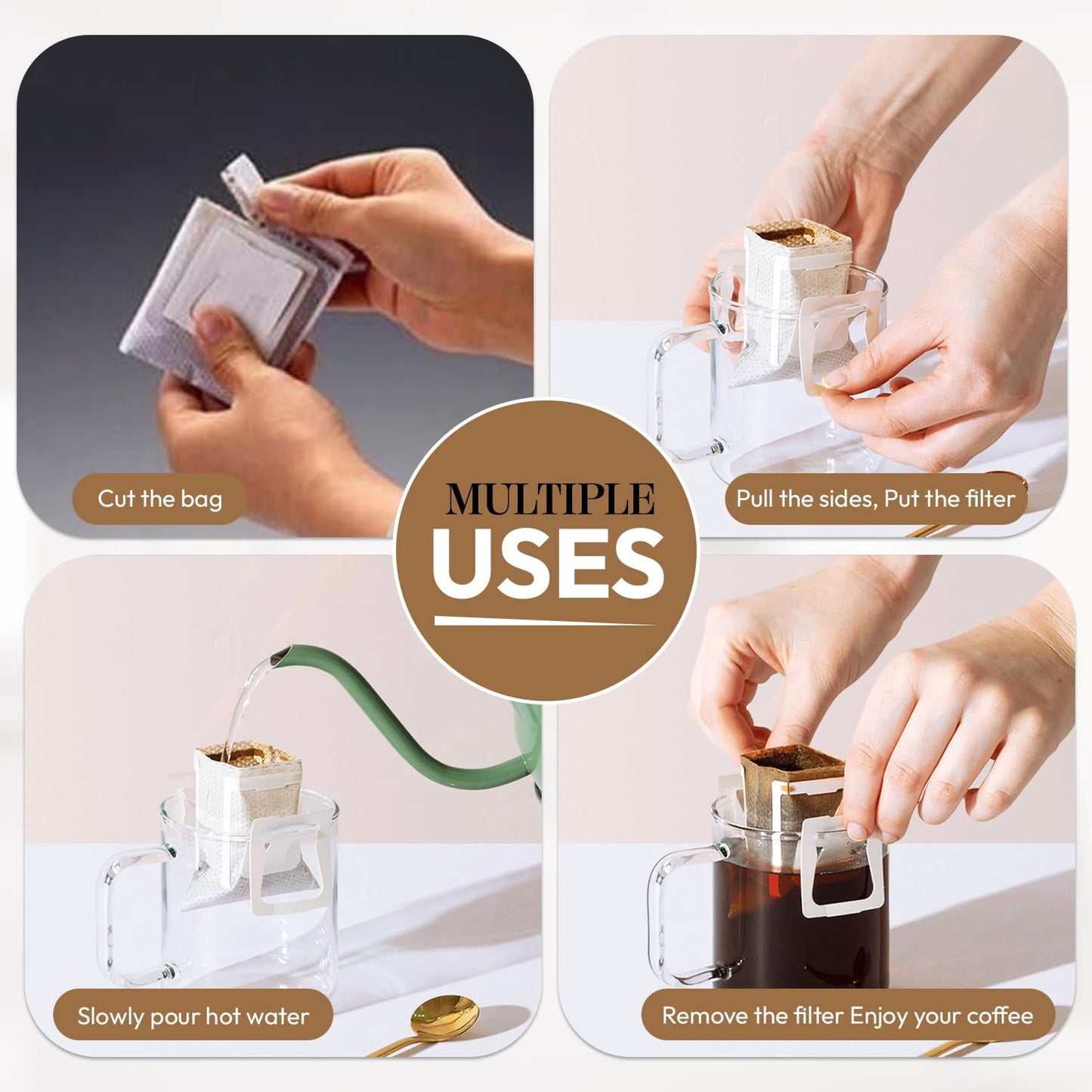 Hachidoori Single-Serve Portable Pour Over Drip Coffee - 7 Ready-to-Brew Packs with Ground Coffee & Filters | Fresh Coffee Anytime - Travel, Camping
