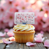 100 Pieces/Box Edible Flower Cupcake Toppers, Sticky Rice Paper Decorative Cake Cupcake Toppers for Wedding Birthday Party Cupcake Food Decoration