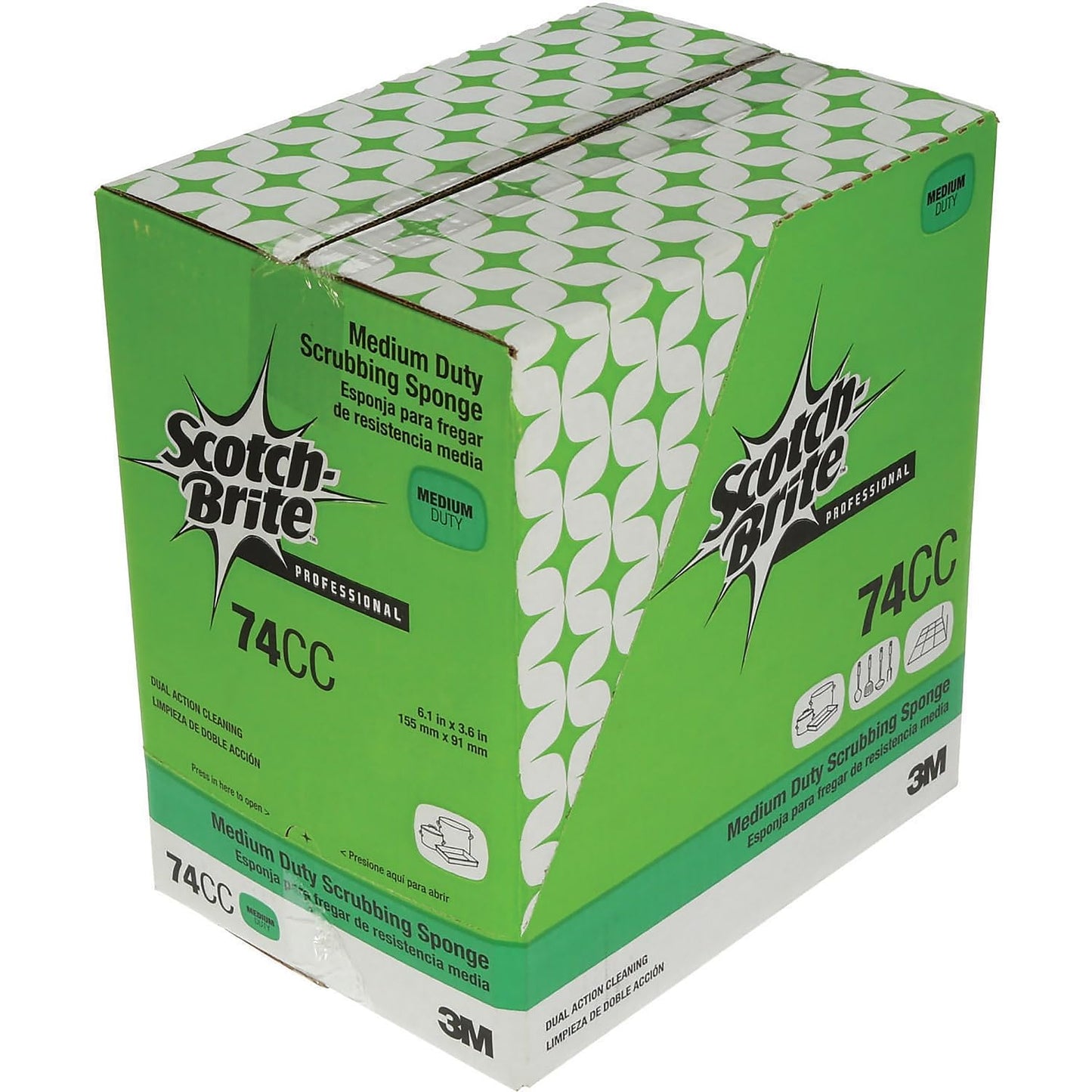 Scotch-Brite PROFESSIONAL Medium-Duty Scrubbing Sponge, 3.6 X 6.1, 0.7" Thick, Yellow/green, 10/pack