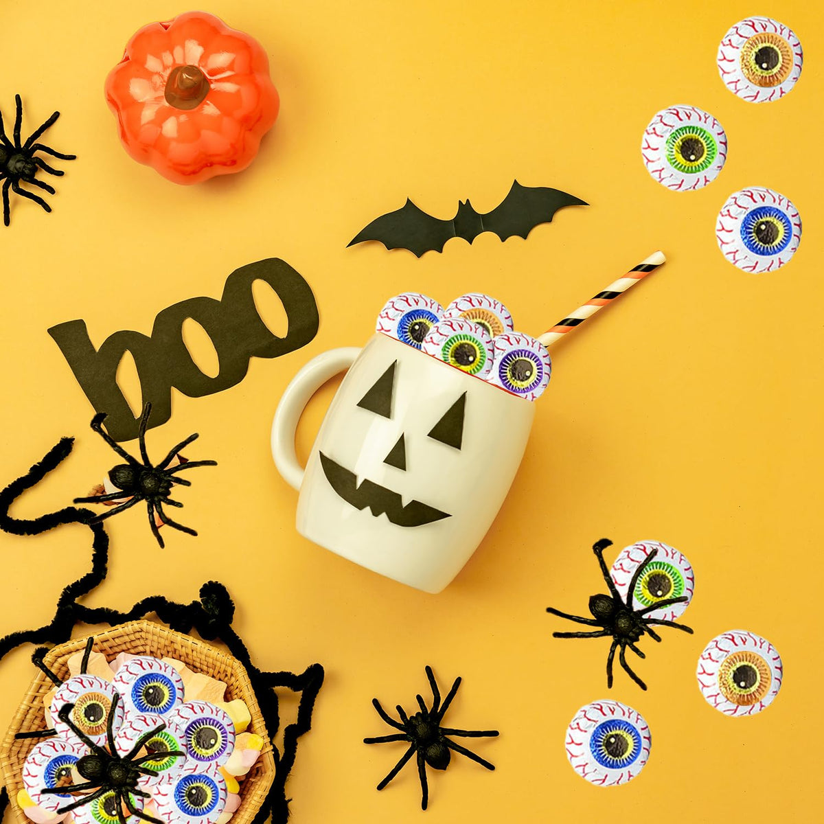 30 Pounds Halloween Milk Chocolate Peanut Butter Spooky Eye Balls, Trick-Or-Treat Party Bag Fillers, Individually Wrapped in Multi-color Eye Design