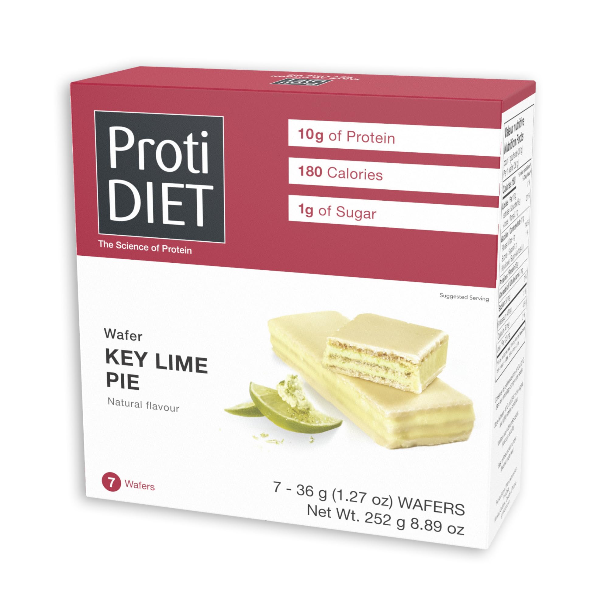 ProtiDIET Key Lime Pie Protein Wafer Bar - Low Sugar High Protein Snacks for Adults, Perfect On the Go Meal Replacement Bar and Nutritional Snack - 7