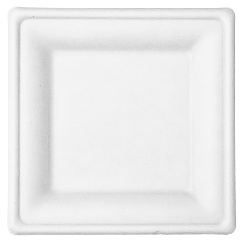 Responsible Products 100% Compostable 6 Inch Square Paper Plates White (50 Pack), Disposable Paper Plates Heavy Duty, Biodegradable & Eco-Friendly