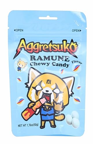 Asian Food Grocer Sanrio Aggretsuko Chewy Ramune Flavor Candy | 1.76 Ounce Pack