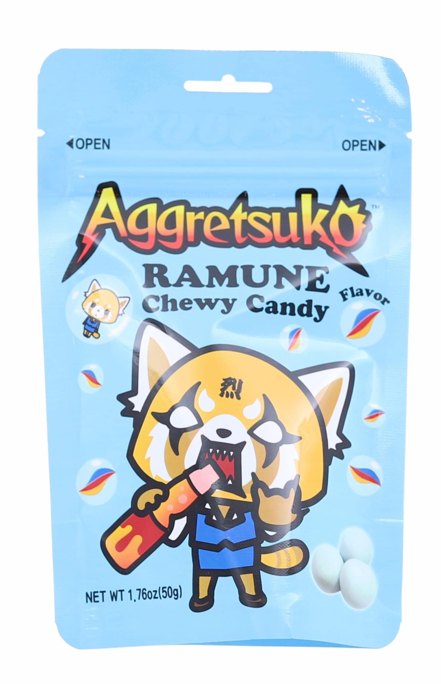 Asian Food Grocer Sanrio Aggretsuko Chewy Ramune Flavor Candy | 1.76 Ounce Pack