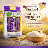 XIANG NA LAN Thai Jasmine Rice (Hom Mali) - Premium Fragrant Long Grain Rice from Thailand, Soft & Aromatic Texture, Ideal for Everyday Meals, Asian Cuisine & Family Cooking - 11 Pound