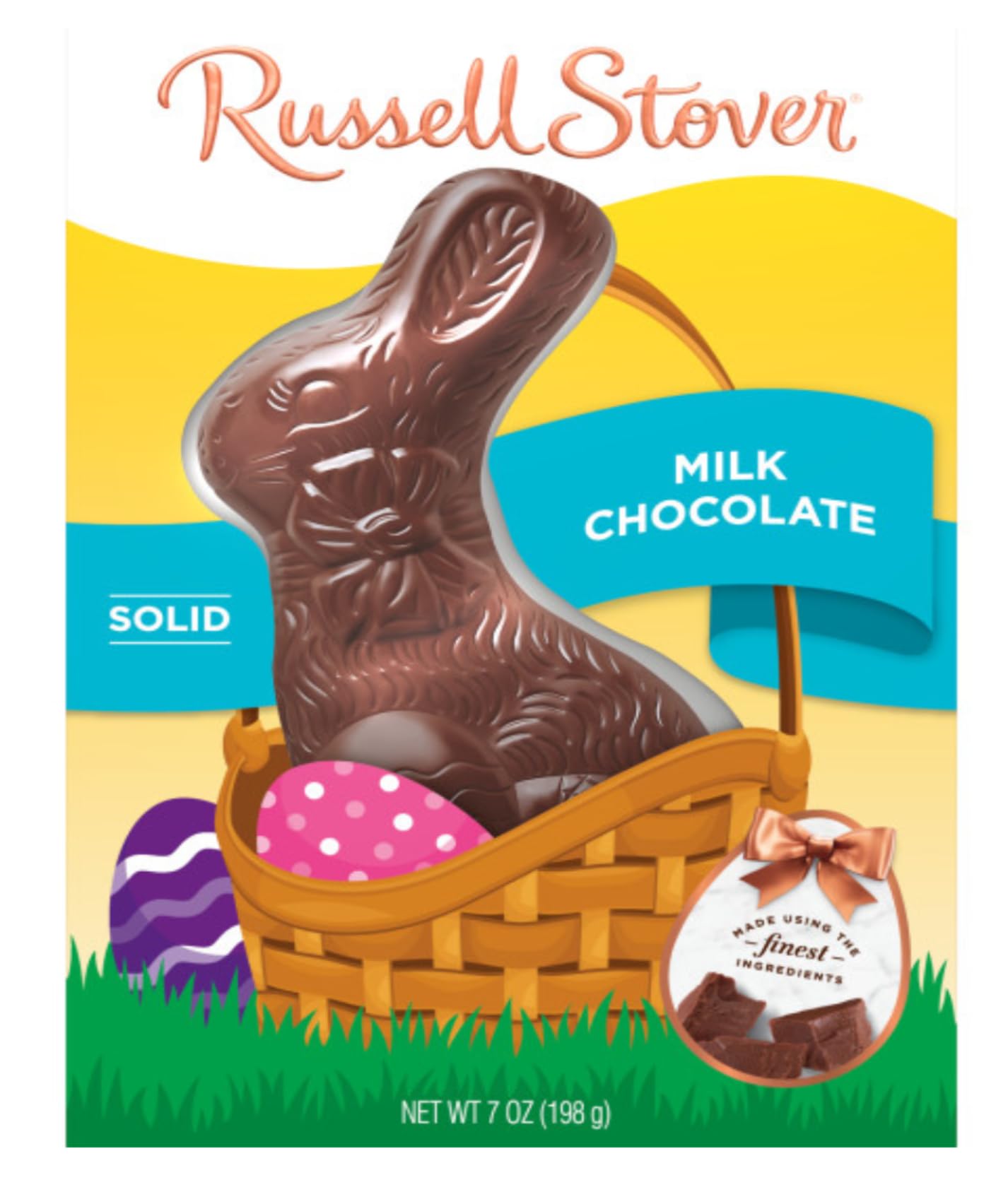 Russell Stover Milk Chocolate Bunnies - Pack of 2 - Solid Milk Chocolate - Perfect for Easter Baskets and For Sharing with Friends and Family - Great