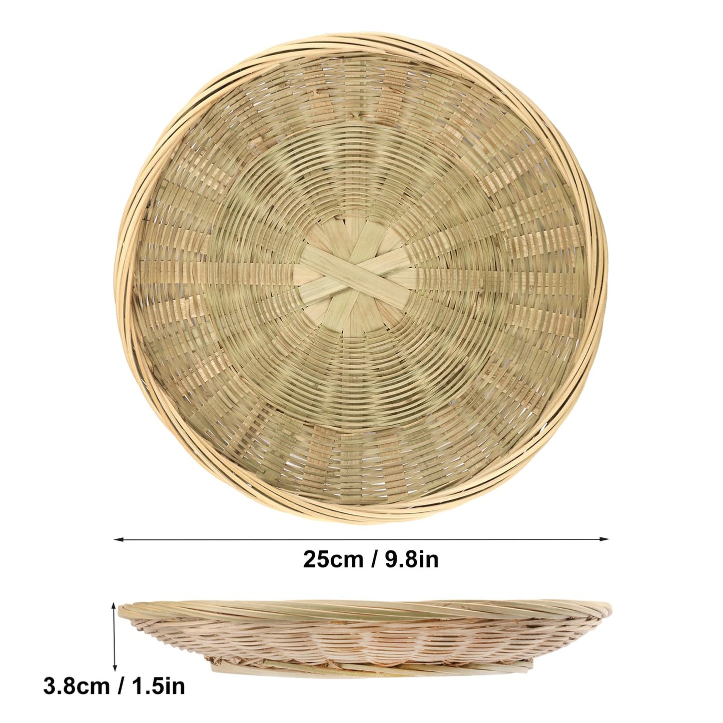 GNIEMCKIN 5 PCS 9.8 inch Bamboo Paper Plate Holder, Hand Weave wicker plate holders for Parties, Picnic, and Barbecue, Reusable.