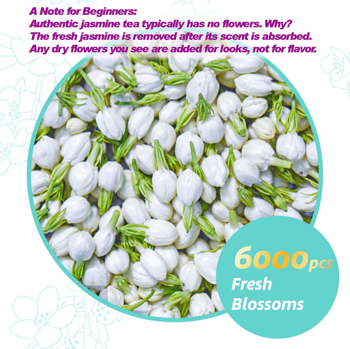 Essencesip Organic Jasmine Green Tea Loose Leaf, 4oz Tin - Scented 5x with 6,000 Fresh Jasmine Blossoms, Low Caffeine, Antioxidant-Rich