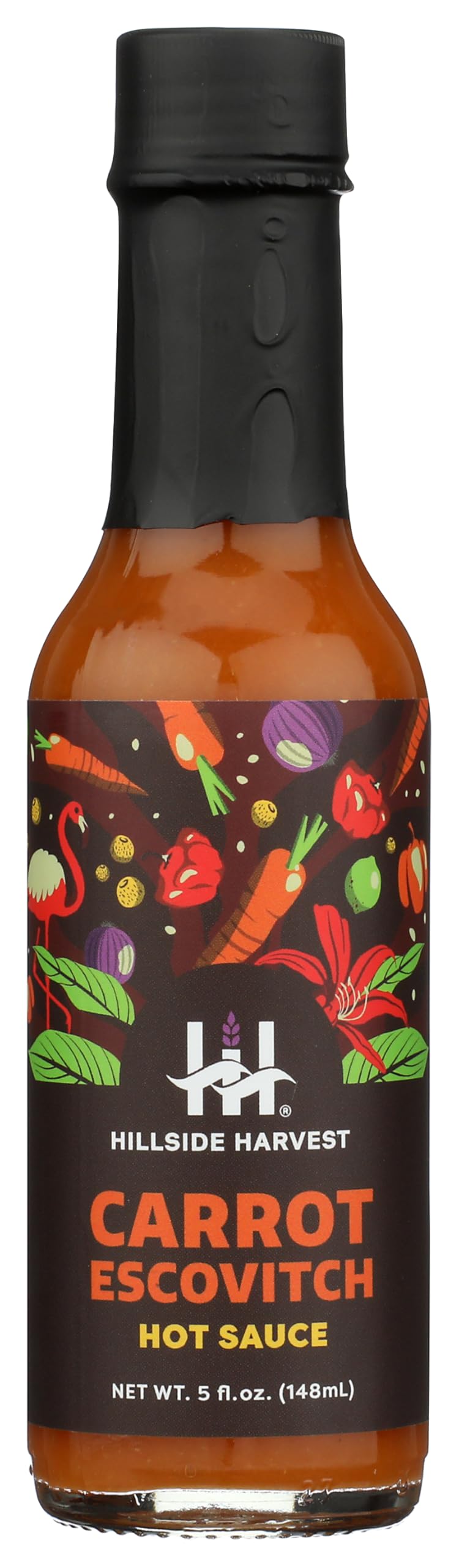 Hillside Harvest - Carrot Escovitch Hot Sauce, Gourmet, Handcrafted, Carrots, Onion, Peppers, Lime, Medium to Hot Heat Level, 5 oz. Bottle (Carrot