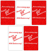 40th Anniversary Miniatures Candy Bar Wrapper, (Set of 60) Mini Candy Chocolate Bar Stickers; Red and White, Candy Not Included. Made in USA