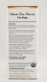 Celebration Herbals Organic Chaste Tree Berries Tea, 24 Bags