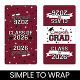Maroon Class of 2026 Graduation Mini Candy Bar Wrappers, 42 Count