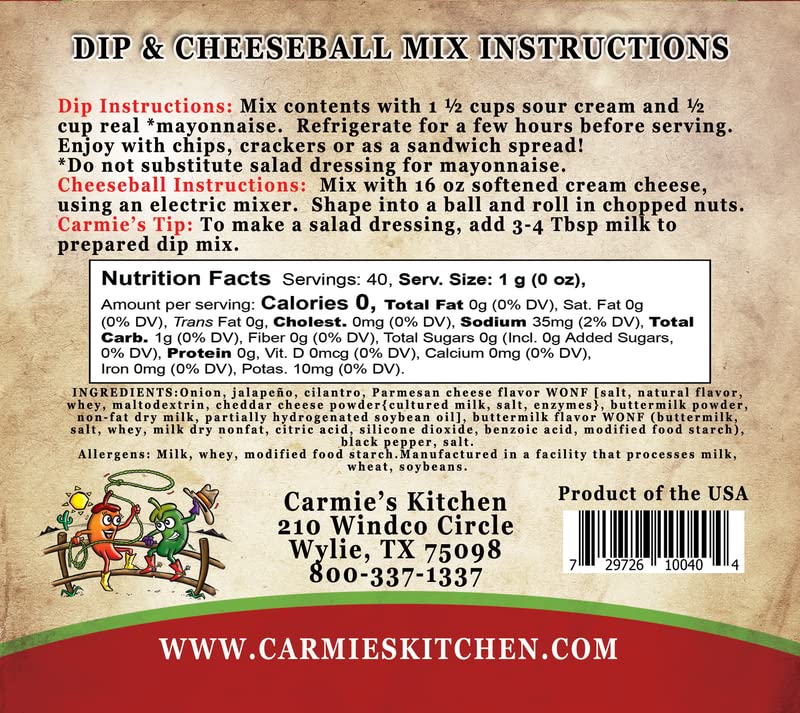 Carmie's Kitchen Jalapeno Ranch Dip Mix