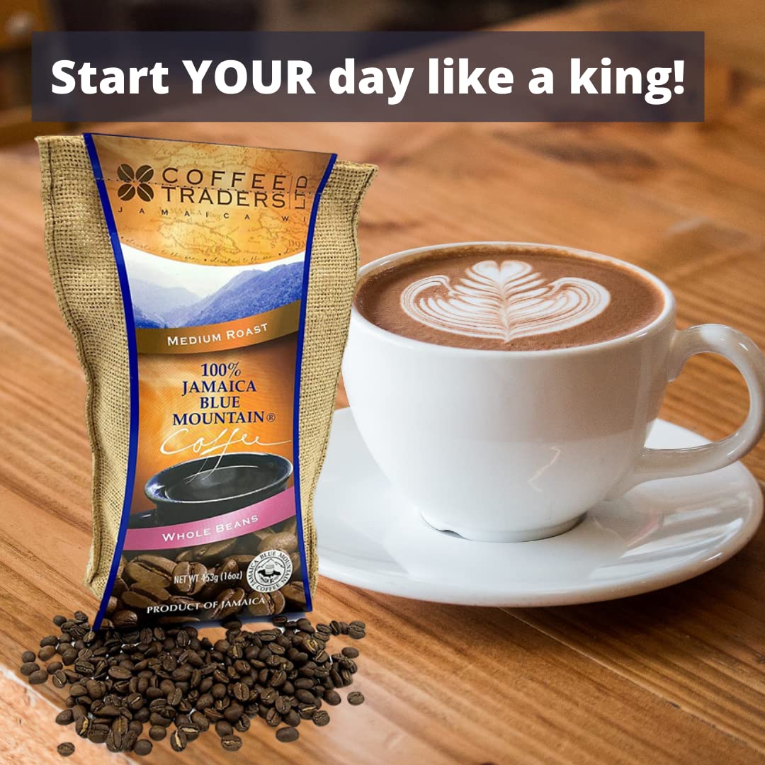 Coffee Traders 100% Jamaica Blue Mountain Coffee Beans (16oz)