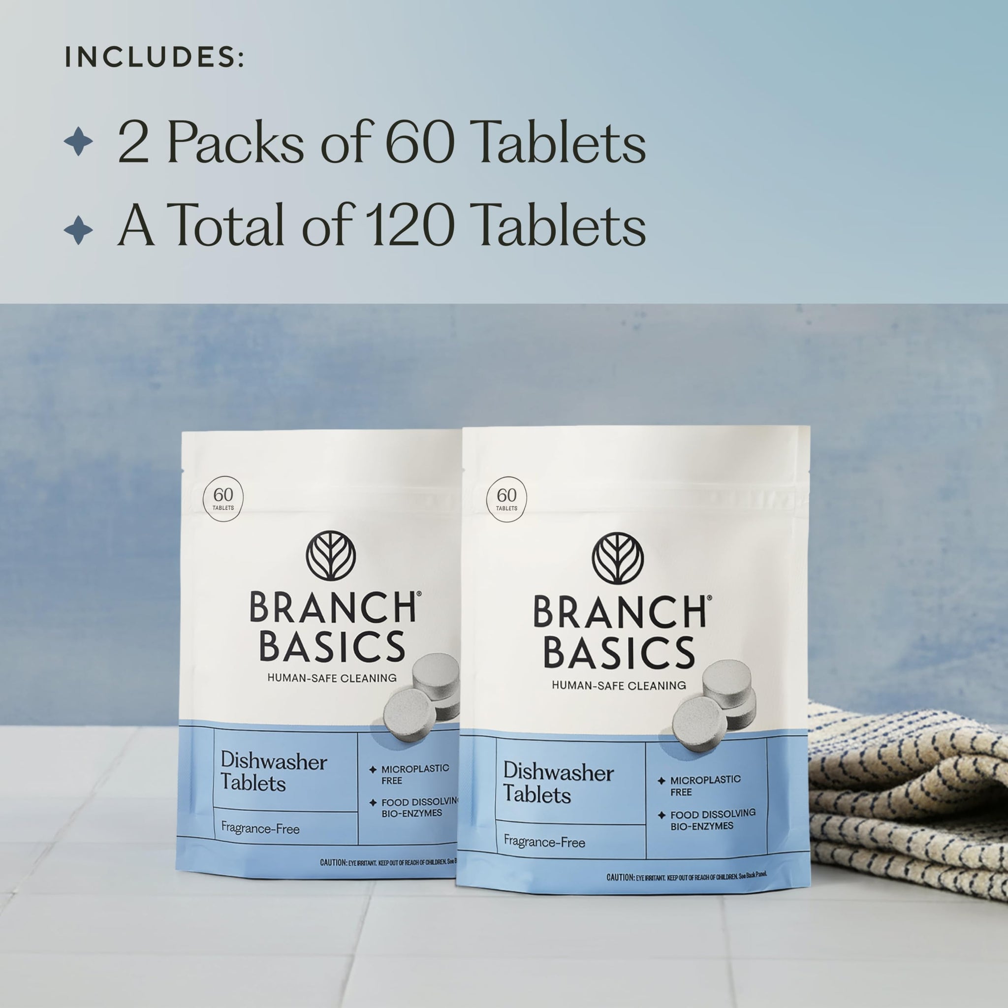 Branch Basics Dishwasher Tablets - 120 Ct | Plastic-Free, Fragrance-Free, Human-Safe, Dishwasher Pods Replacement | Delivers a Powerful Clean Without