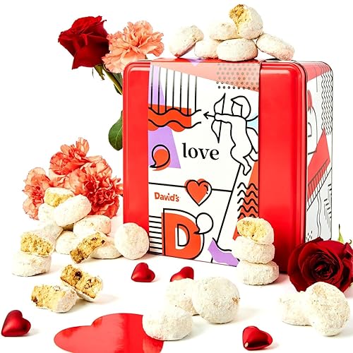 David’s Cookies Butter Pecan Meltaways Flavored Cookies With Crunchy Pecans In A Beautiful Love Tin Gift Box 2Lbs - Deliciously Soft & Melt In Your