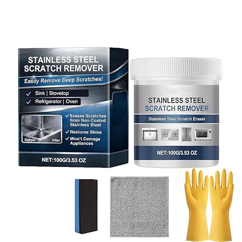 EASLIF Stainless Steel Scratch Remover Kit, 2026 New Multi-purpose Stainless Steel Restorer Rust Remover Paste for Appliances, Kitchen, Oven, Sink (1)