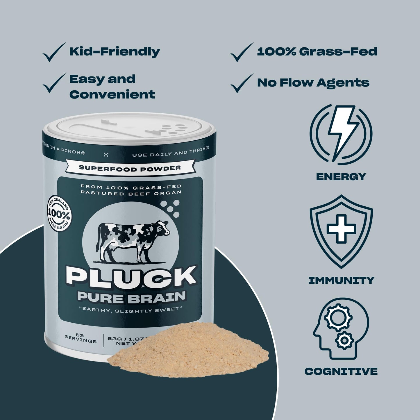 Pluck Pure Brain Organ Meat Blend Seasoning | From Grass-Fed & Grass-Finished Pastured Beef Brain | As Seen on ABC’s Shark Tank | 53 Servings
