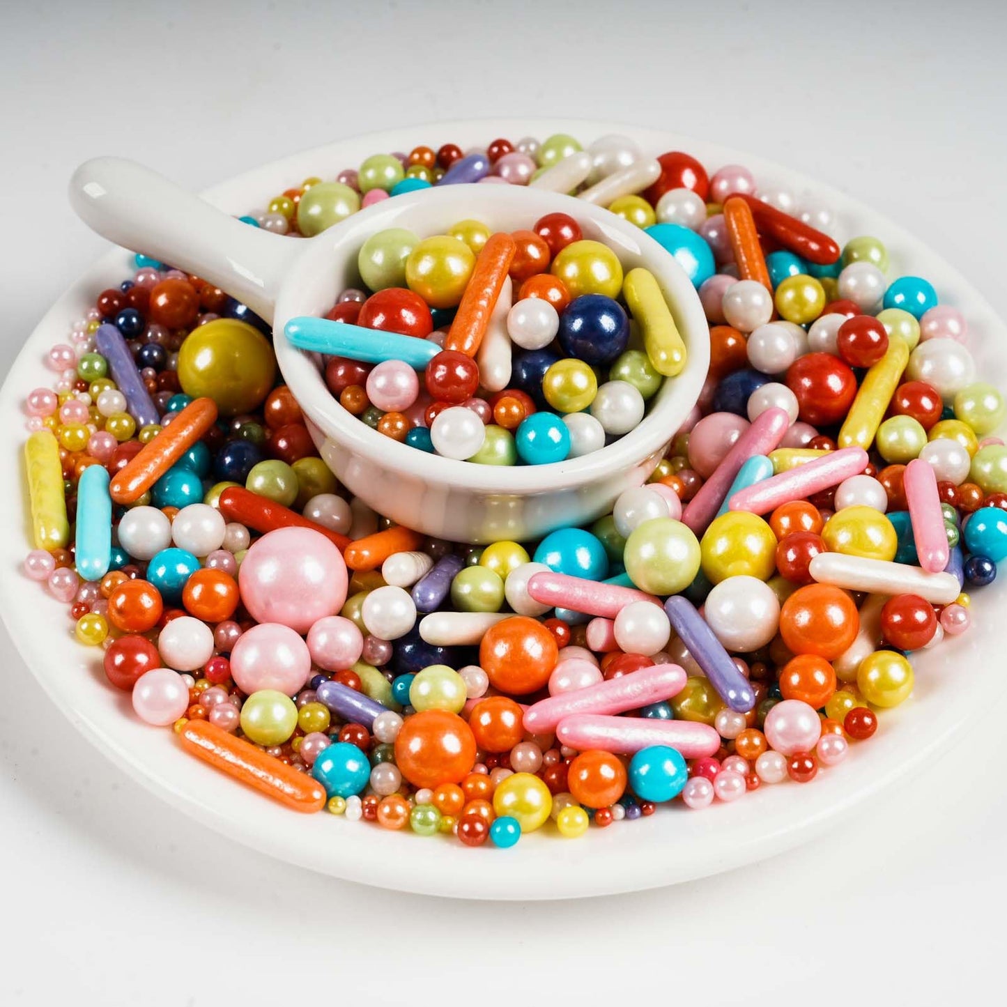 Kasvan Rainbow Pearl Sugar Sprinkles - Edible Mixed Candy Pearls 130g/4.58 Oz, Mix Size, Baking Cake Decorations, Ice Cream Toppings and Cookie