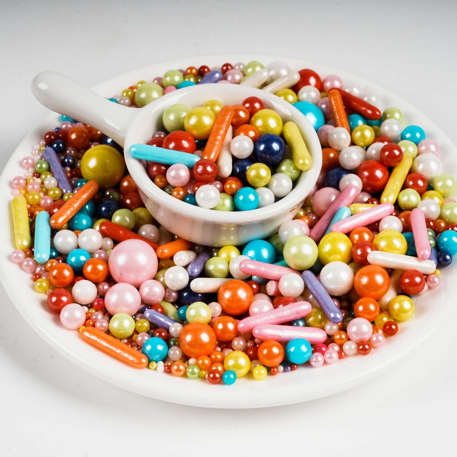 Kasvan Rainbow Pearl Sugar Sprinkles - Edible Mixed Candy Pearls 130g/4.58 Oz, Mix Size, Baking Cake Decorations, Ice Cream Toppings and Cookie