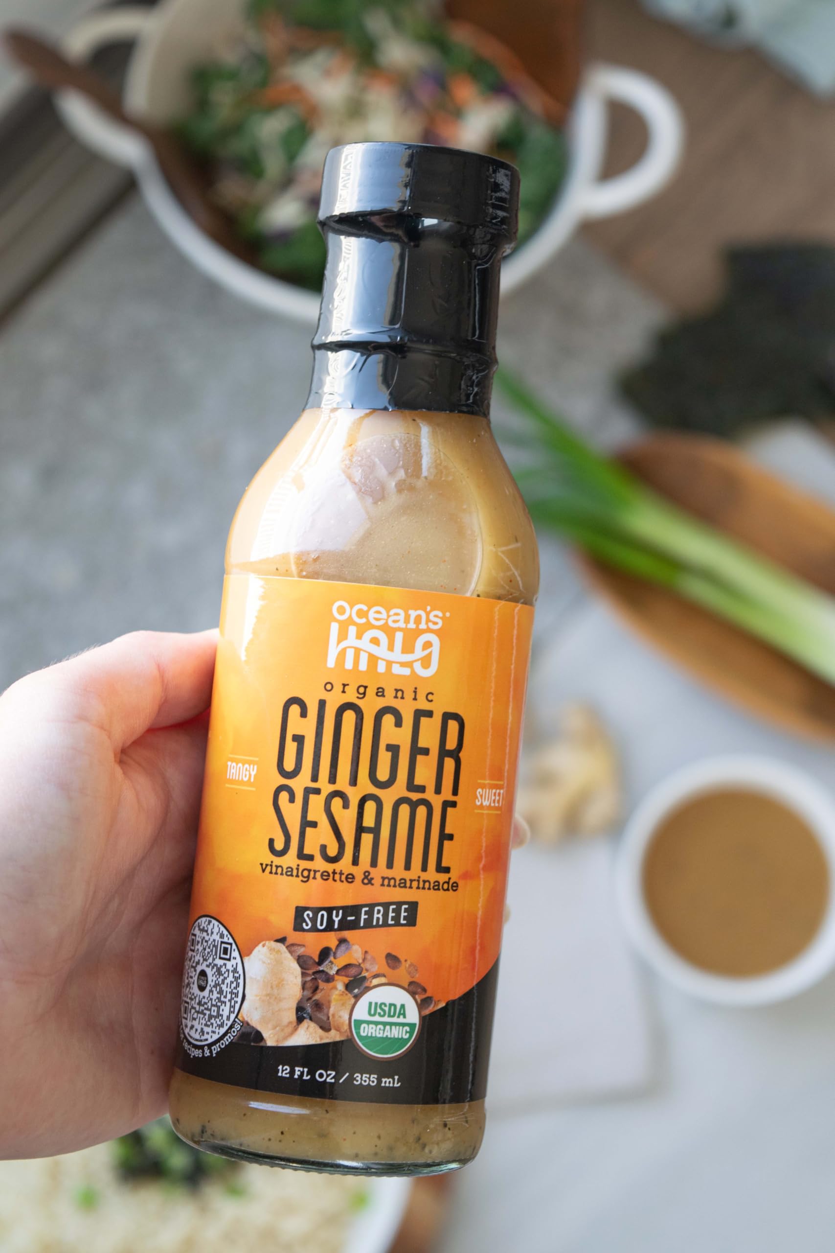 Ocean's Halo Organic Ginger Sesame Vinaigrette & Marinade, 12 fl oz, Soy-free