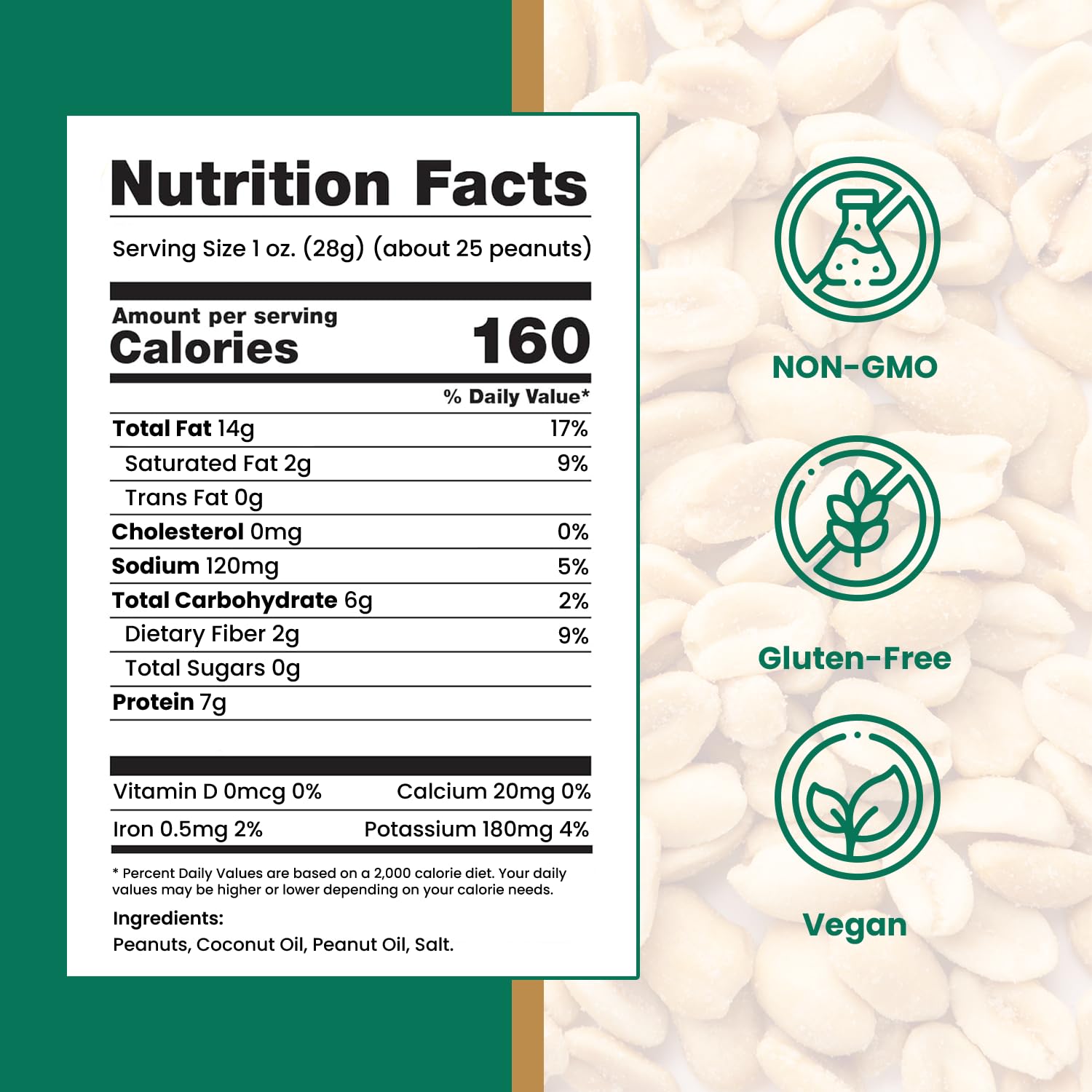 Hubs Peanuts Premium Salted Virginia Nuts, Non-GMO, Gluten Free Healthy Snacks - Irresistible Crunch & Flavored Peanuts - Made from Premium
