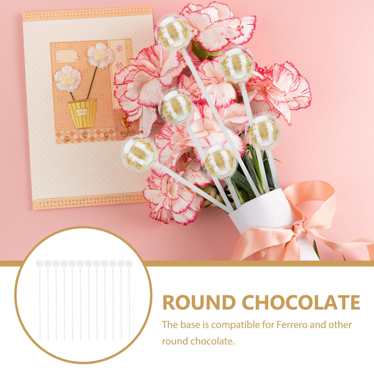 Tofficu 100sets Chocolate Bouquet Support Cups for Valentine Day Candy Holders Straws Flower Packaging Material for and Chocolates