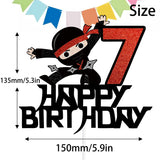 7th Happy Birthday Cake Topper Kung FU Ninja Themed Karate Boy Girl Glitter Party Cake Decorations