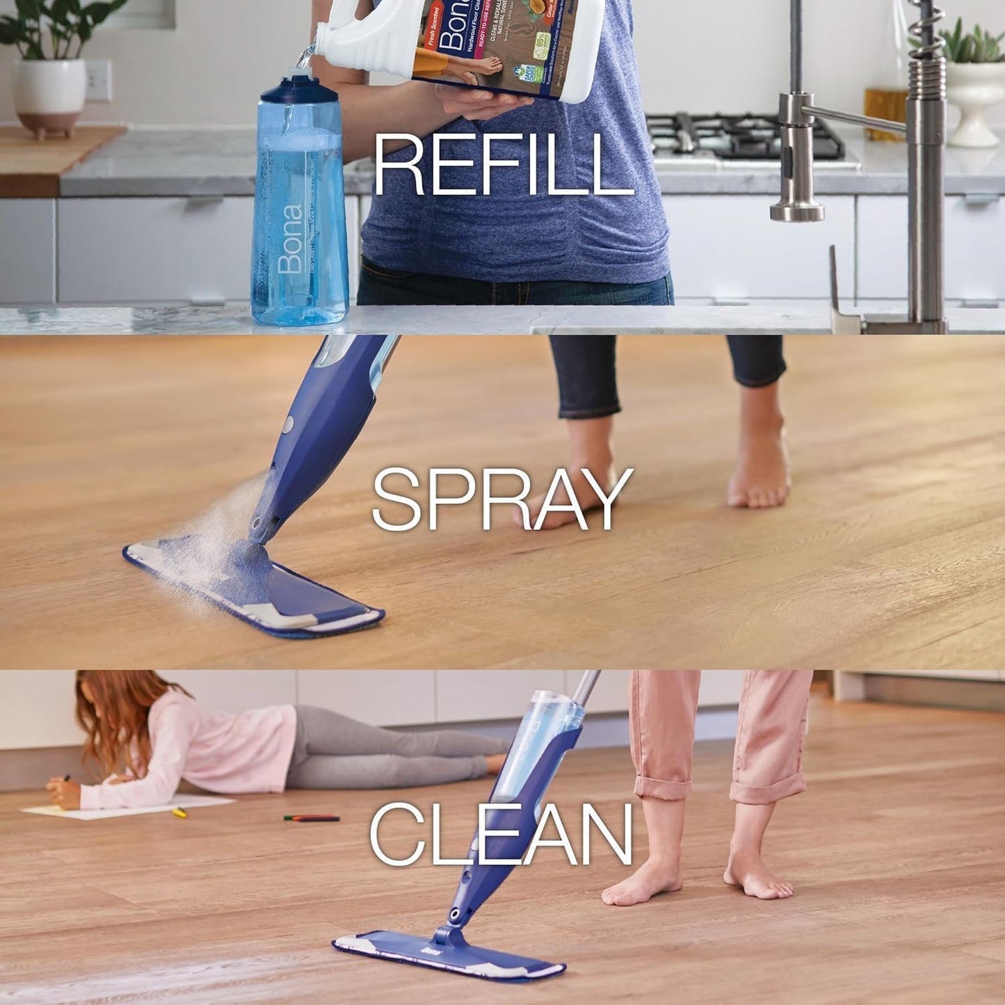 Bona Hardwood Floor Cleaner Refill - 128 fl oz - Cedar Wood Scent - Residue-Free Floor Cleaning Solution Spray Mop and Spray Bottle Refill - For Wood