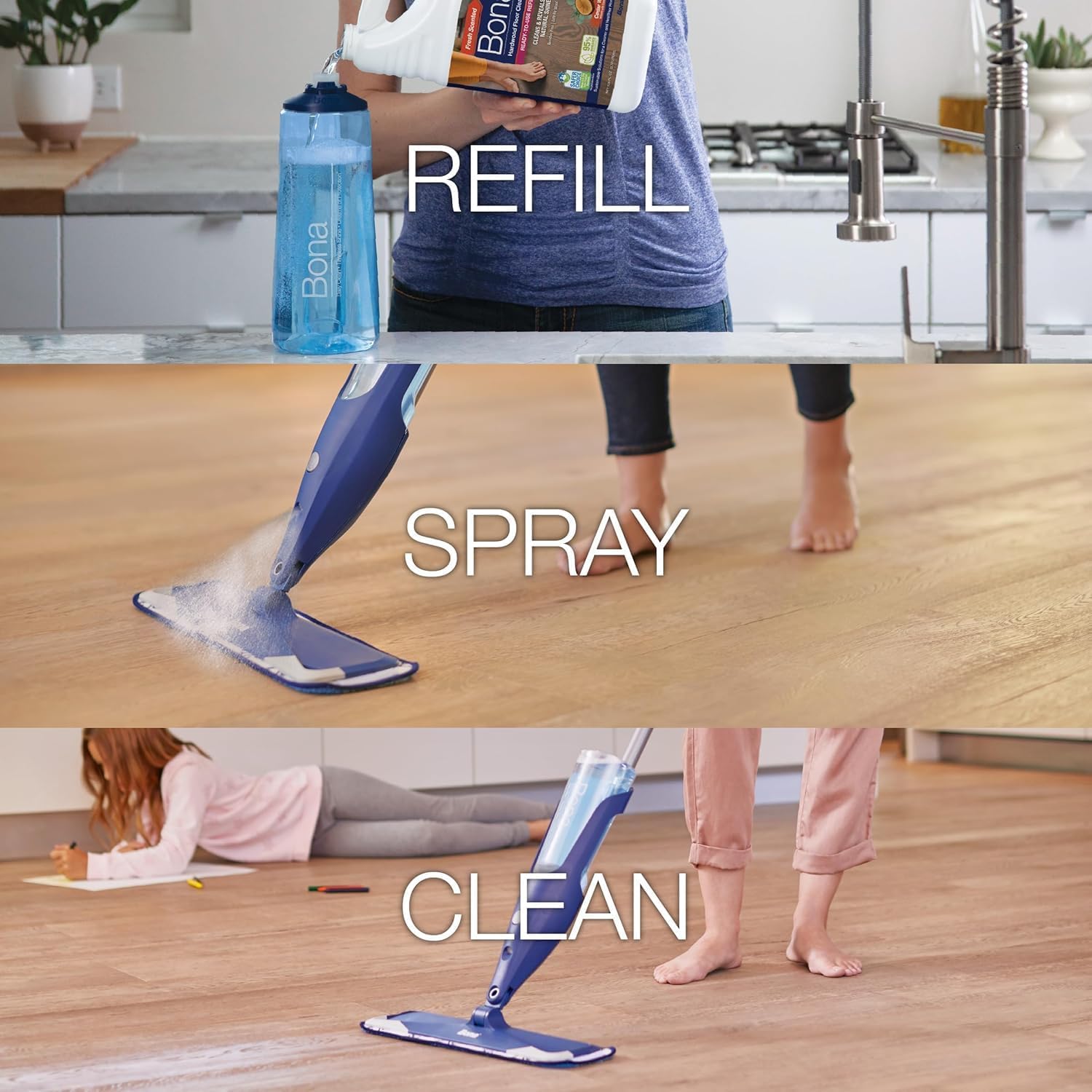 Bona Hardwood Floor Cleaner Refill - 128 fl oz - Cedar Wood Scent - Residue-Free Floor Cleaning Solution Spray Mop and Spray Bottle Refill - For Wood