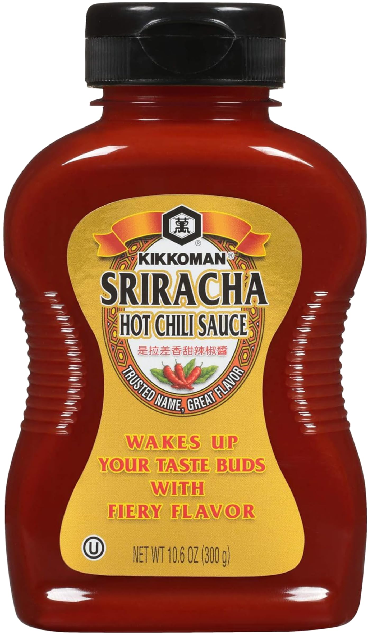 Kikkoman Sriracha Hot Chili Sauce, 10.6 oz (Pack of 3) with By The Cup Spatula Knife
