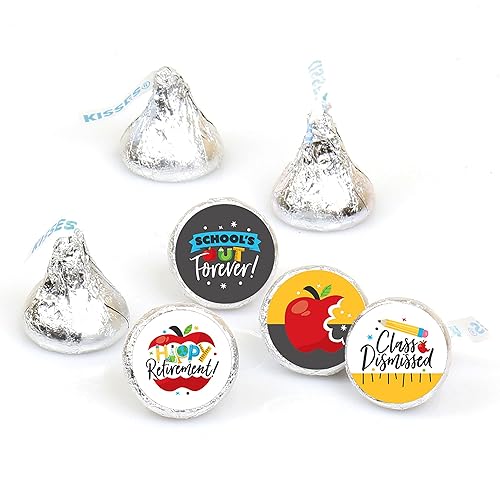 Big Dot of Happiness Teacher Retirement - Happy Retirement Party Round Candy Sticker Favors - Labels Fit Chocolate Candy (1 sheet of 108)