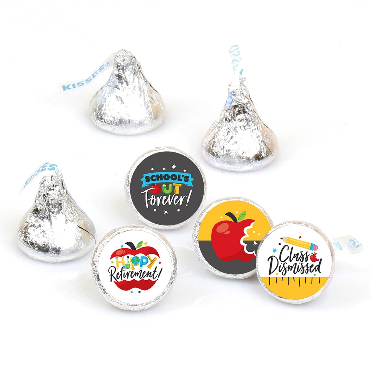 Big Dot of Happiness Teacher Retirement - Happy Retirement Party Round Candy Sticker Favors - Labels Fit Chocolate Candy (1 sheet of 108)