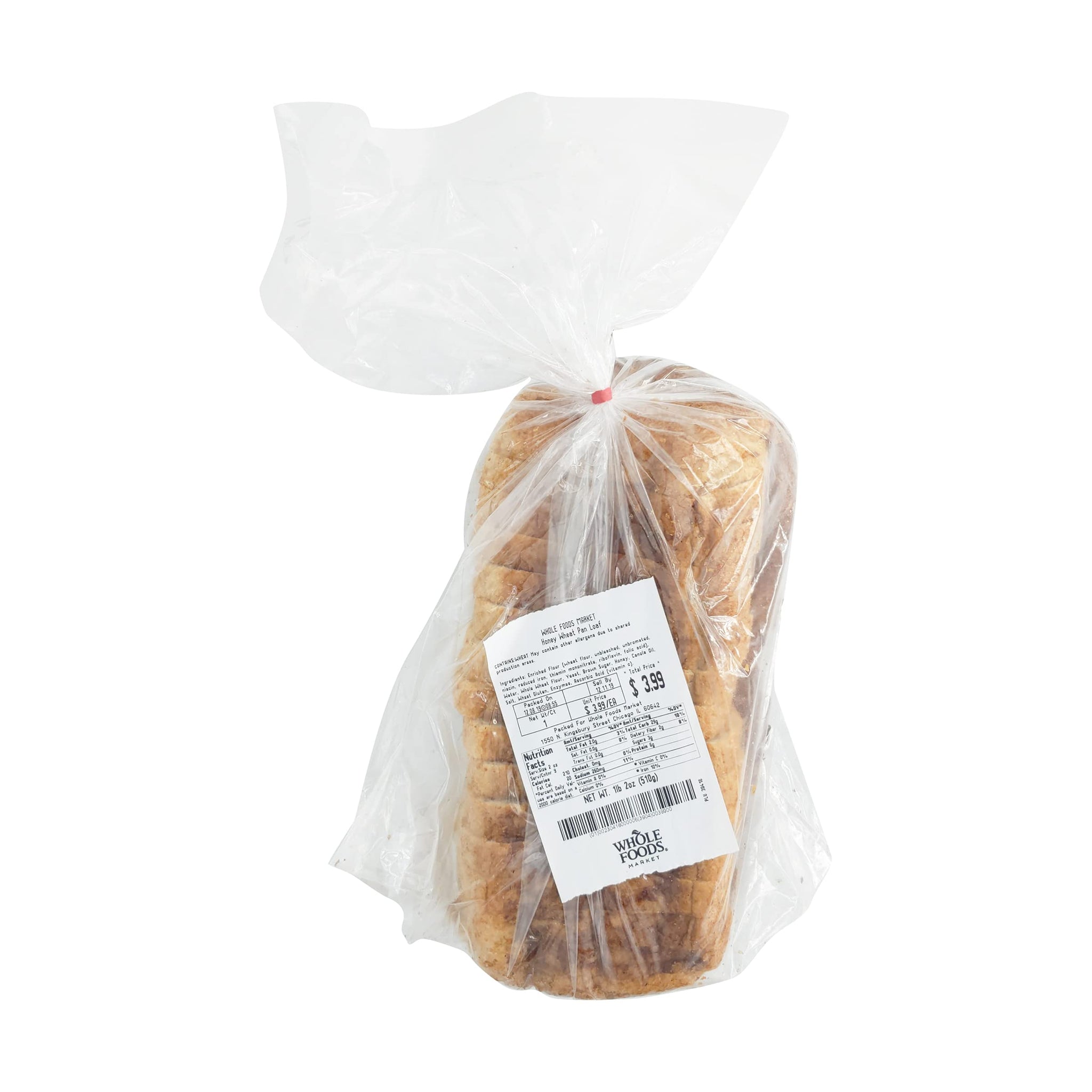 Whole Foods Market, Bread Pan Loaf Honey Wheat, 18 Ounce