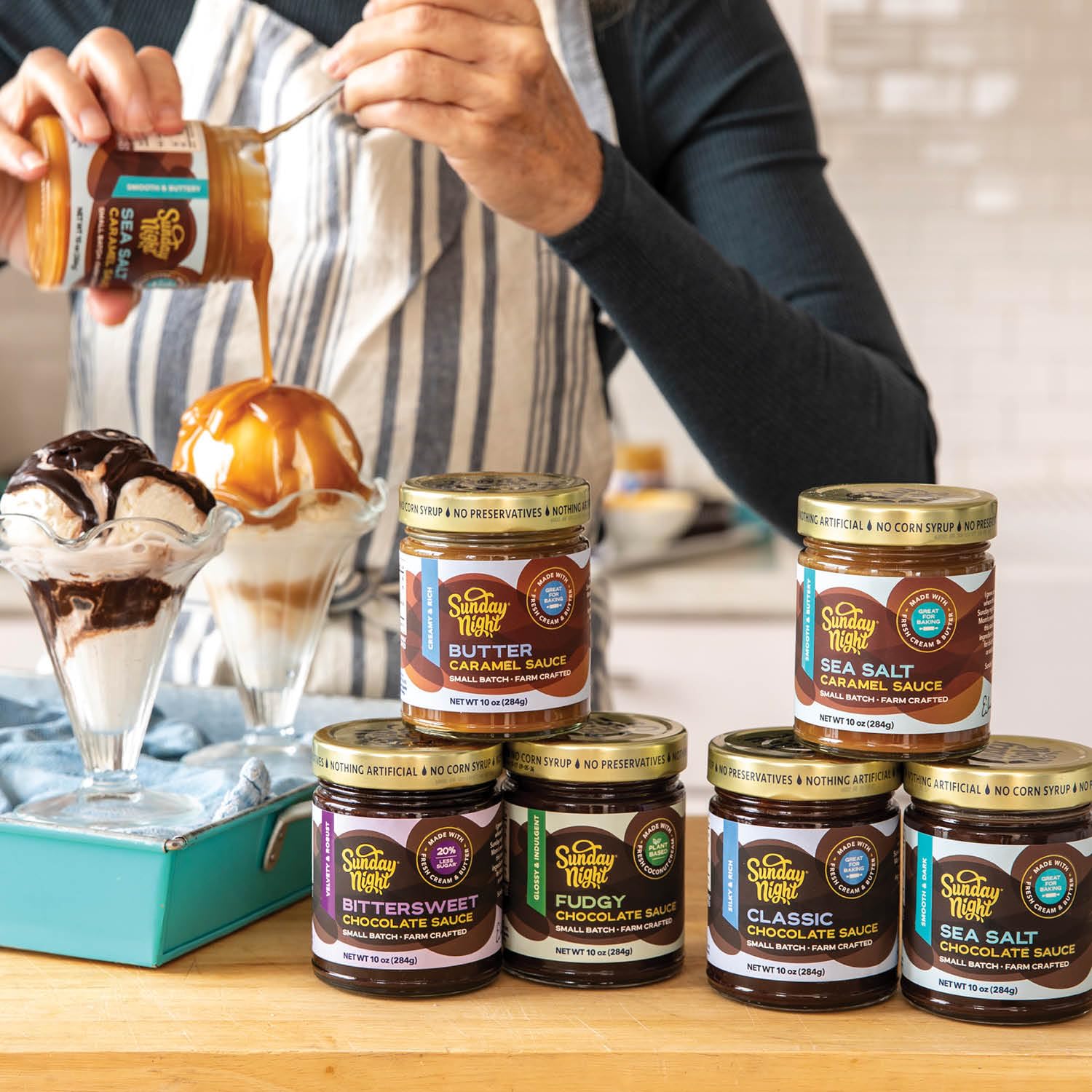 Sunday Night Foods Classic Chocolate and Bittersweet Chocolate Sauce: Gourmet Chocolate Sauces, Farm-Crafted, Gluten-Free, No Artificial Ingredients