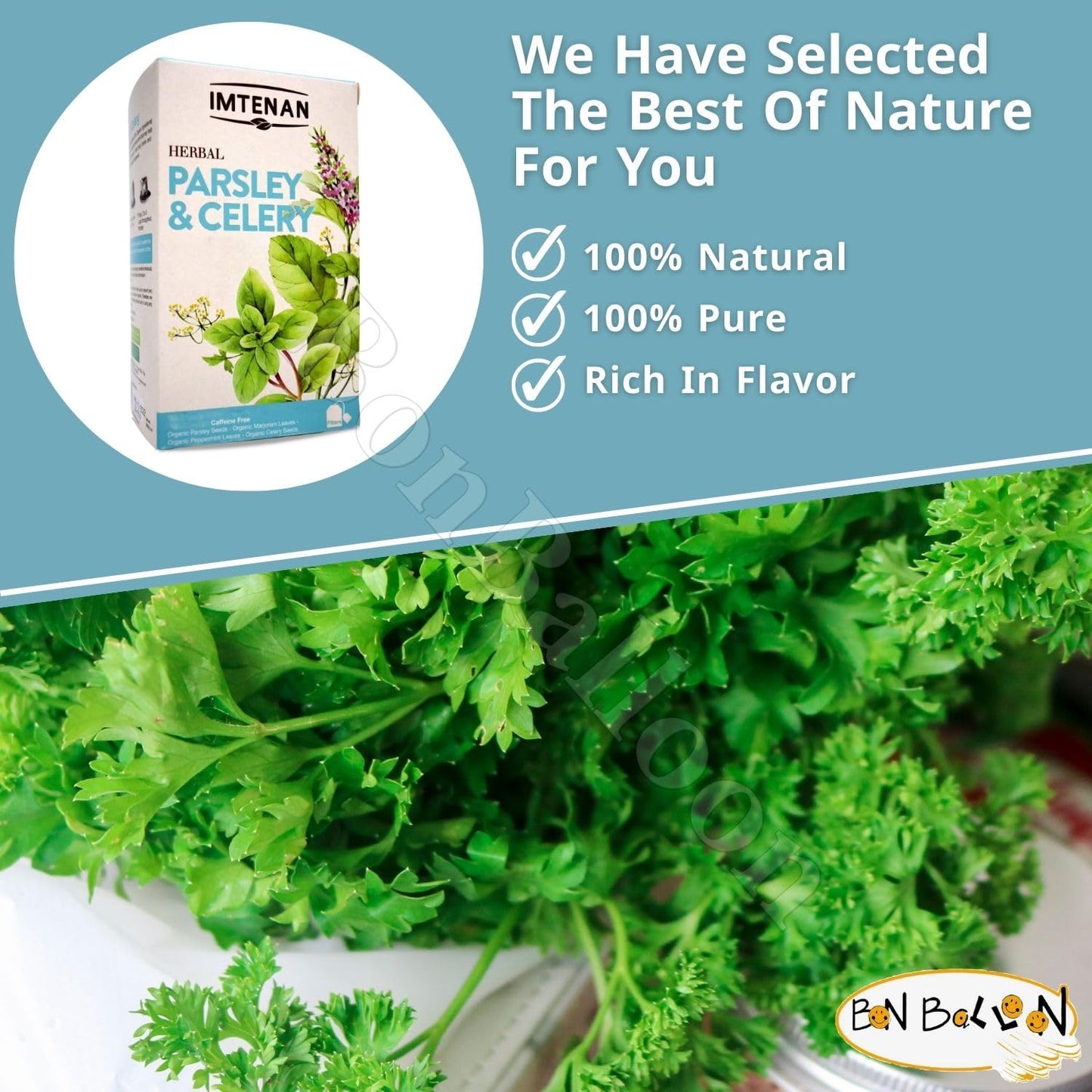 Imtenan Natural Drink Herbal Parsley And Celery Herbal Tea Bags Herbals Herbs Herb Non Gmo No Additives No Artificial Coloring Kosher Halal (18 Bag)