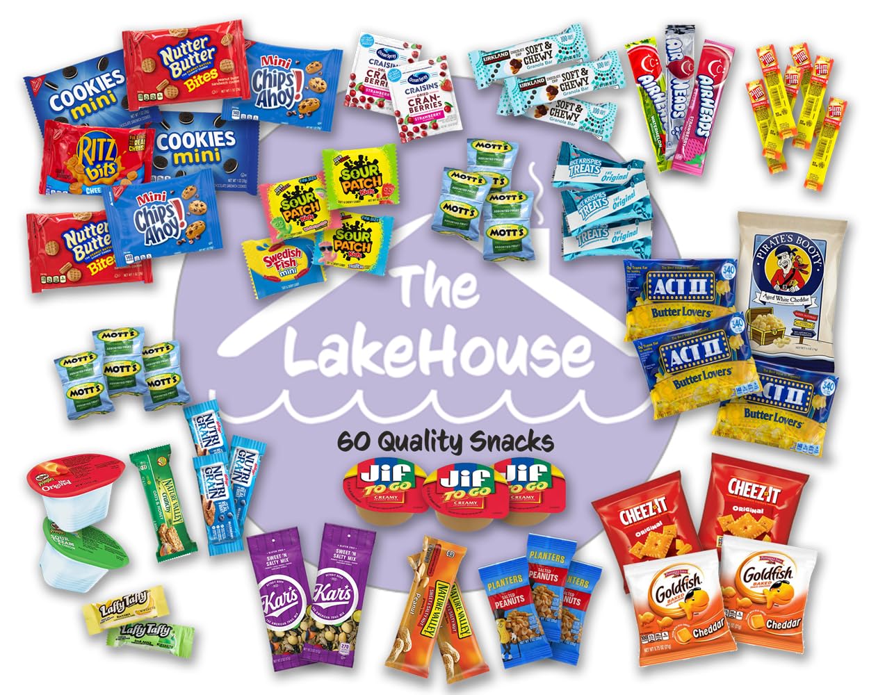 Snacks Variety Pack for Adults Kids Students - 60 Count Sweet and Salty - Inmates Soldiers Men Women - Camp Care Package Gift Basket - College Treats