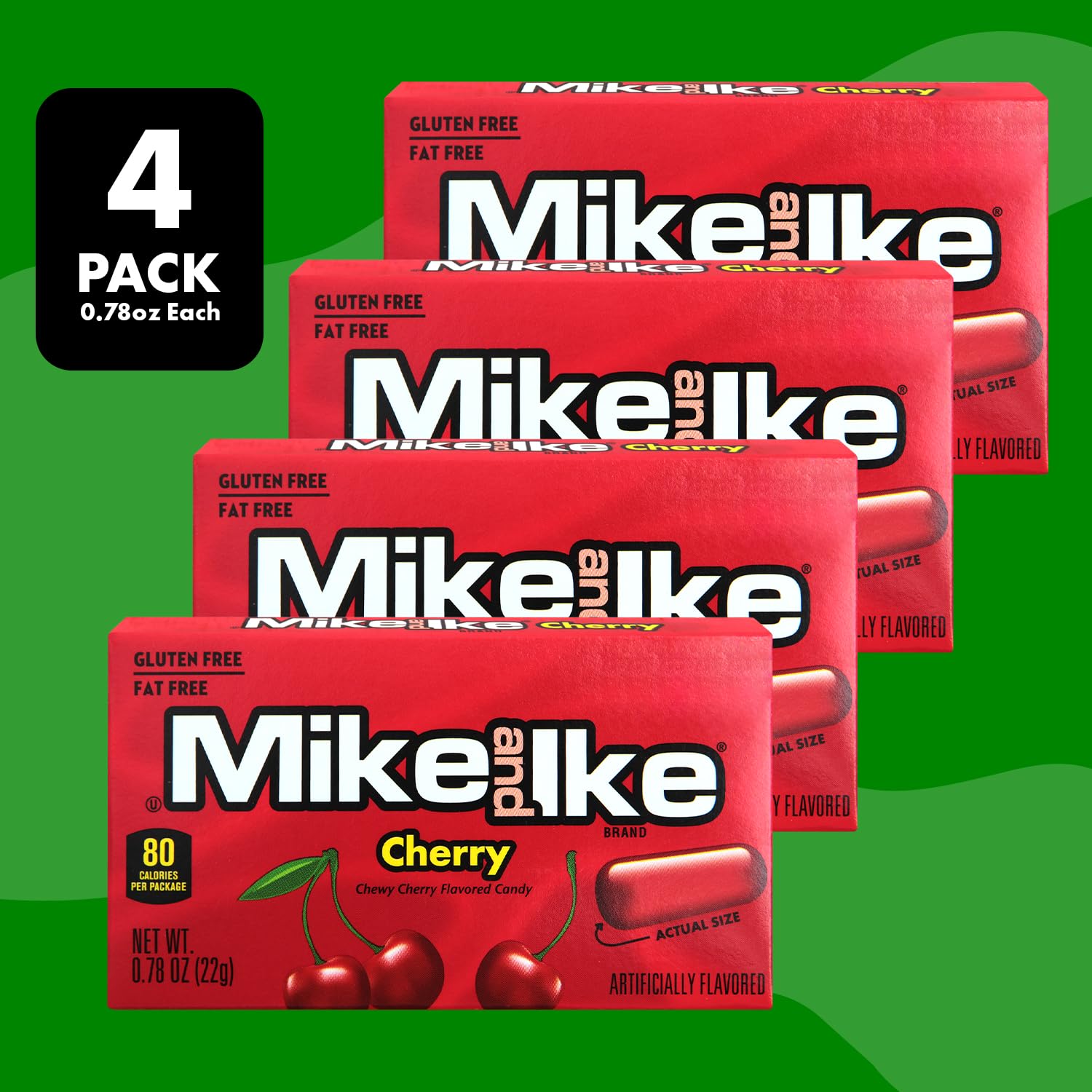 Mike and Ike Cherry Candy, 4 Pack, 0.78OZ Each, Ideal Mike and Ike Candy for Your Favorite Films, Perfect for Sharing with Friends.